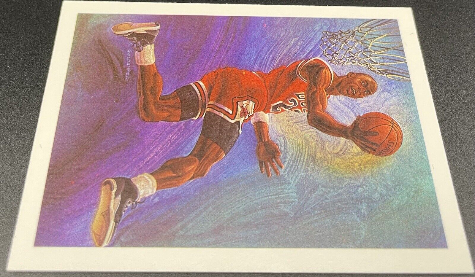 1990-91 NBA Hoops - Art Card Team Checklist #358 Michael Jordan
