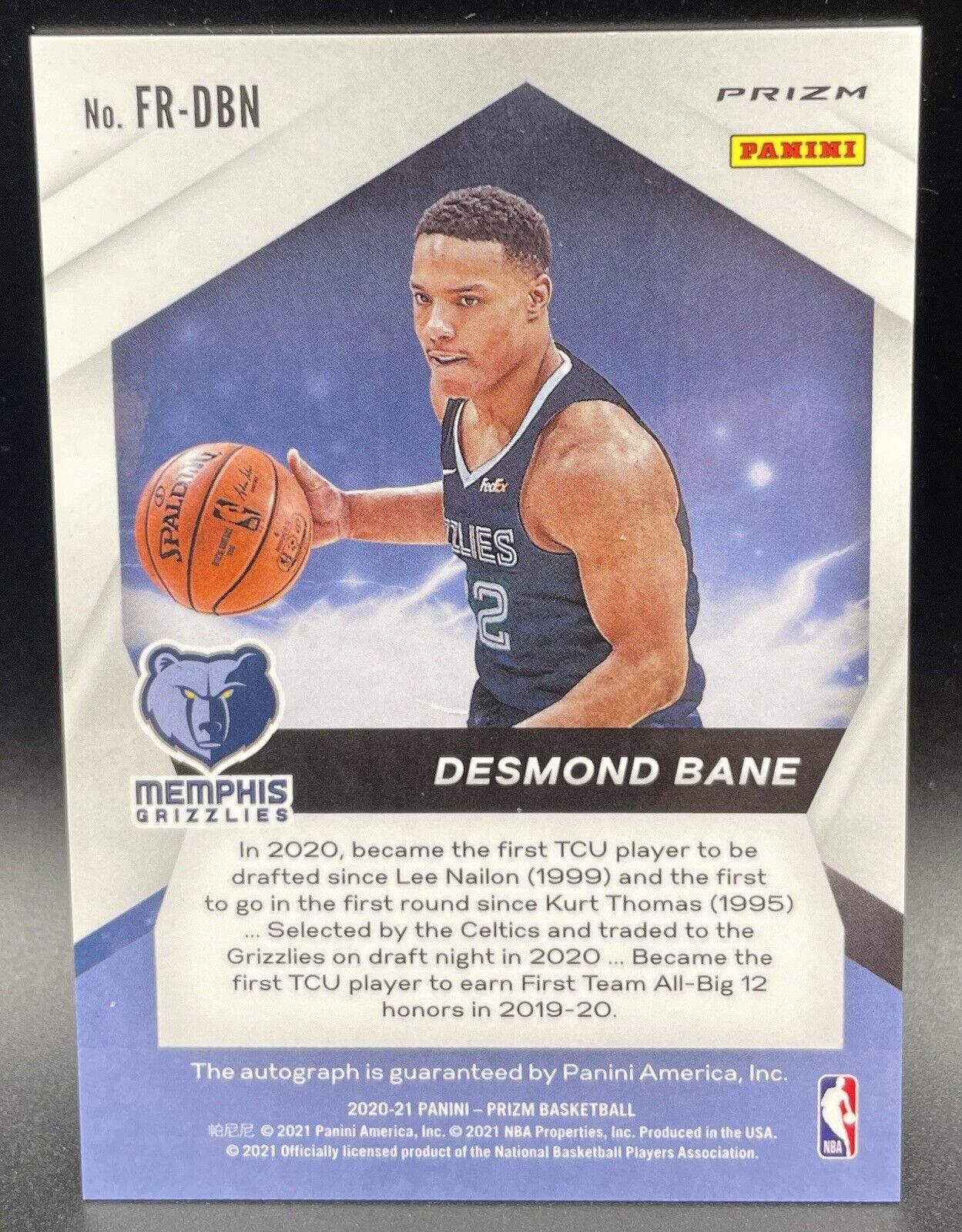 DESMOND BANE 2020 Panini Prizm #FR-DBN Rookie Card Autograph Memphis Grizzlies🔥