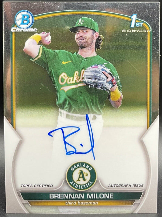 Brennan Milone 2023 Topps Bowman Chrome #CPA-BME AUTO Oakland Athletics