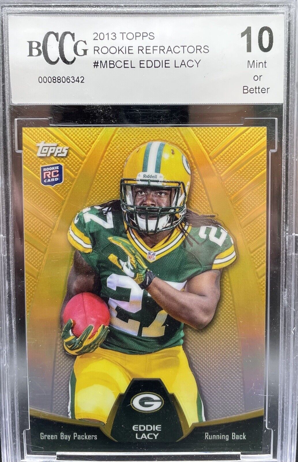 2013 Topps Eddie Lacy Refractor Rookie Card RC #MBCEL -Graded BCCG 10 