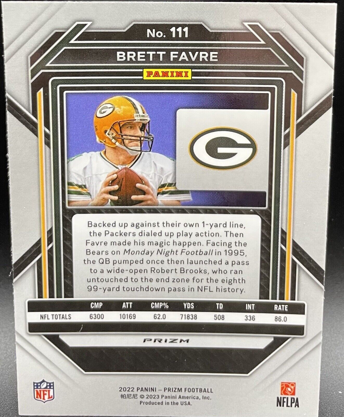 Brett Favre 2022 Panini  Prizm # 111 silver Green Bay Packers