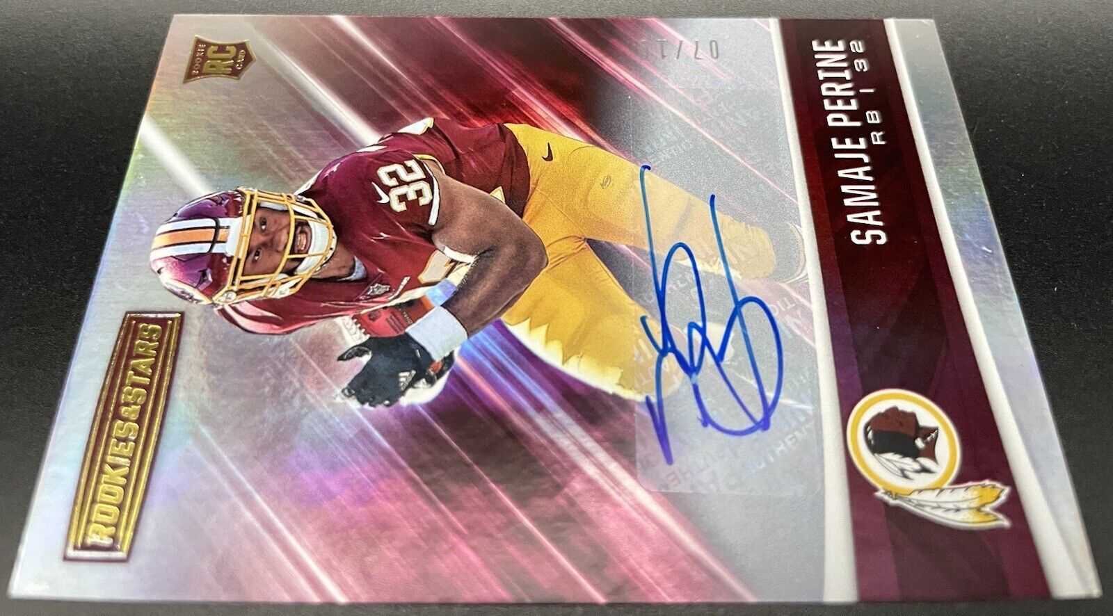 Samaje Perine 2017 Panini Rookies In Stars #227 RC, Auto, /10 Washington Redskin