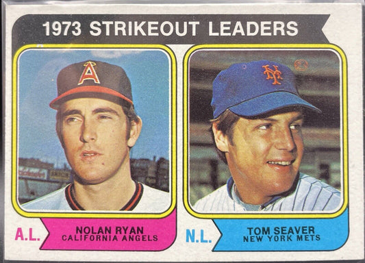 Nolan Ryan & Tom Seaver 1974 Topps #207 1973 Strikeout Leaders  HOF Inductees 