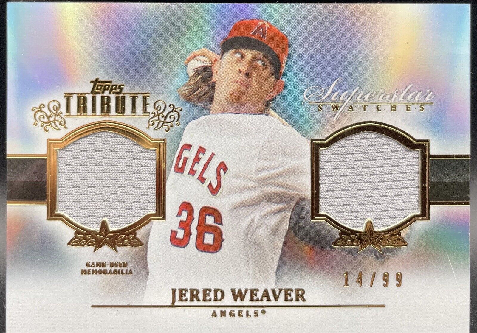 Jered Weaver 2013 Topp Tribute #SS-JW Dual Patch / 99 Los Angeles Angels