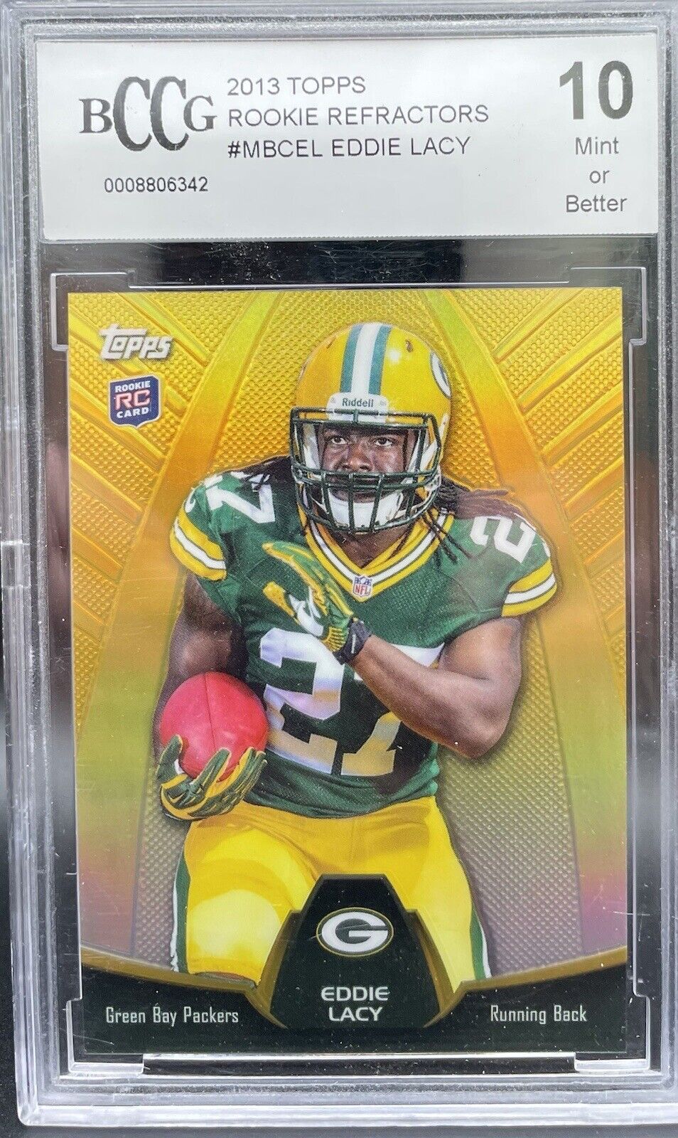 2013 Topps Eddie Lacy Refractor Rookie Card RC #MBCEL -Graded BCCG 10 