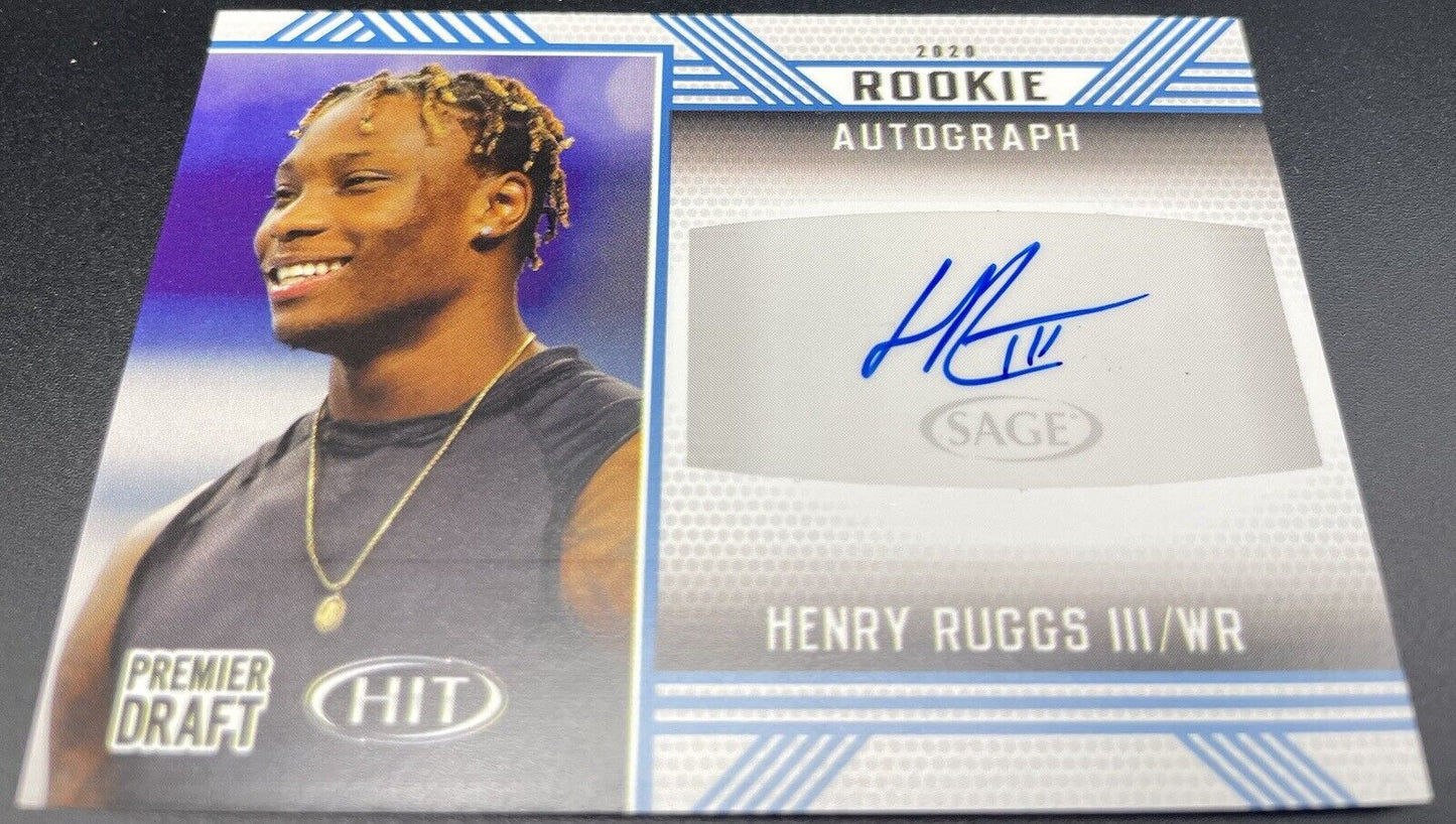 Henry Ruggs III 2020 SAGE HIT Autograph Rookie #A71 Las Vegas Raiders Alabama RC