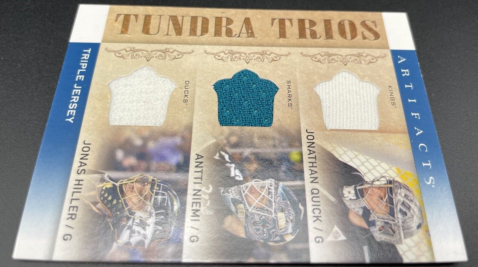 Jonathan Quick, Anti Niemi, Jonas Hiller  2014 Upper Deck Artifacts Triple Patch