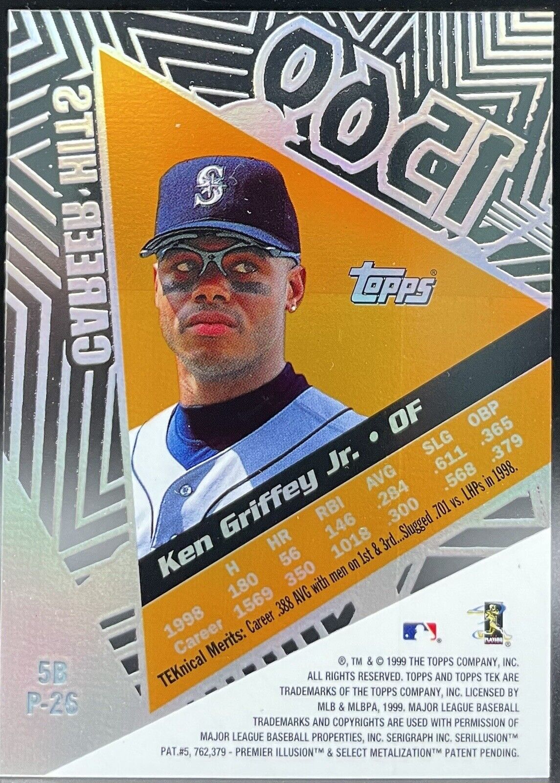 Ken Griffey Jr 1999 Topps #5B P-26 1560 Tek Seattle Mariners🔥Career Hits RARE