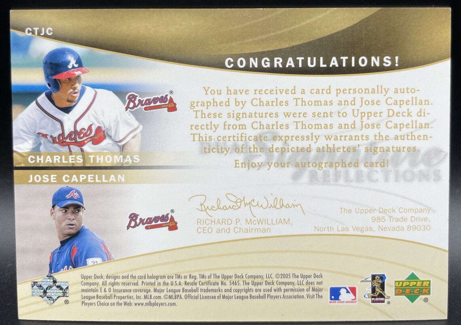 Charles Thomas / Jose Capellan 2005 Upper Deck #CTJC Atlanta Braves Autographs 