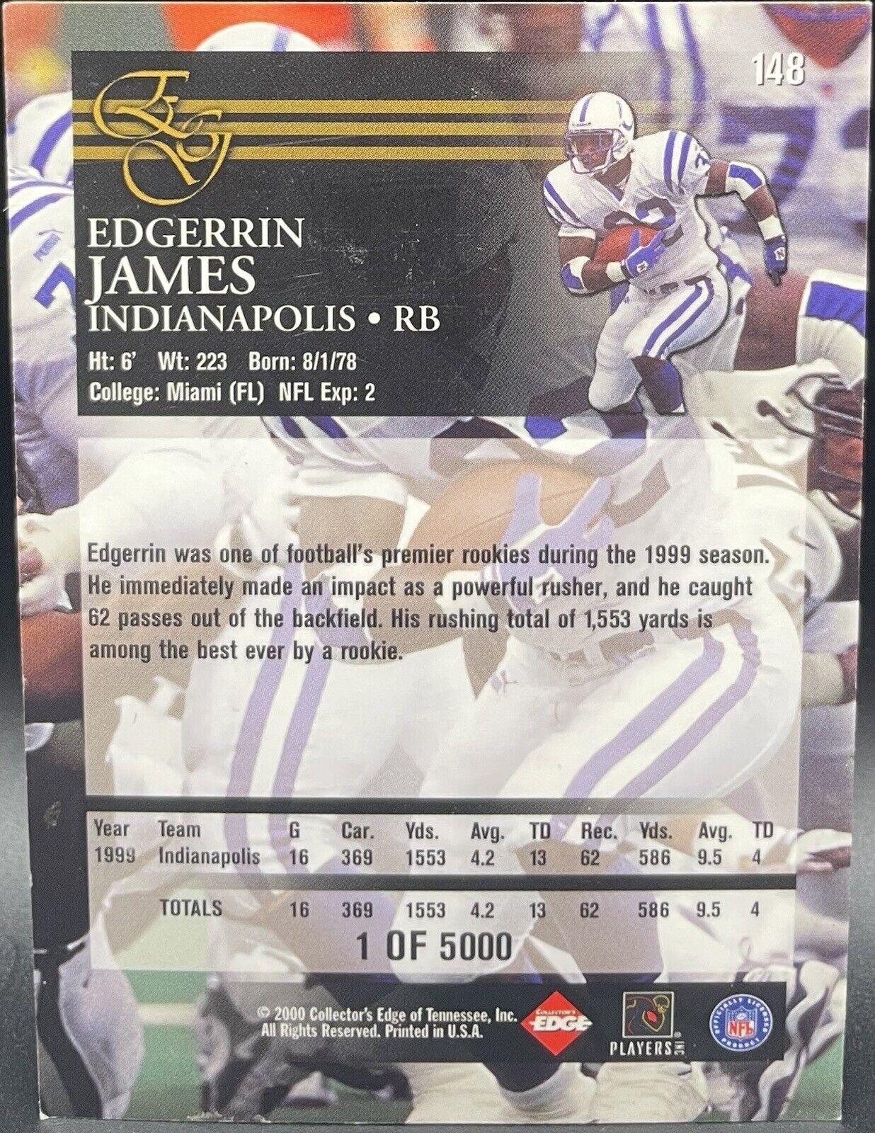 Edgerrin James 2000 Collectors Edge #148 Indianapolis Colts 