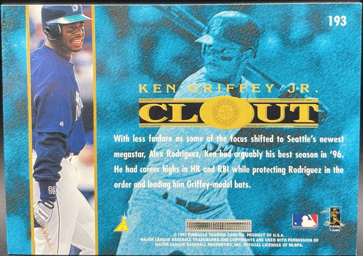 Ken Griffey, Jr.  1997 Pinnacle Clout #193 Seattle Mariners MLB Card