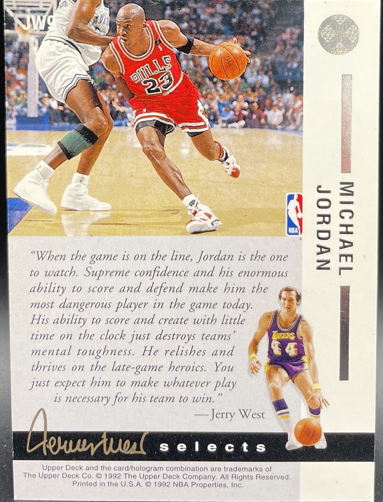 Michael Jordan 1992 Upper Deck #JW9 Jerry West selects Chicago Bulls