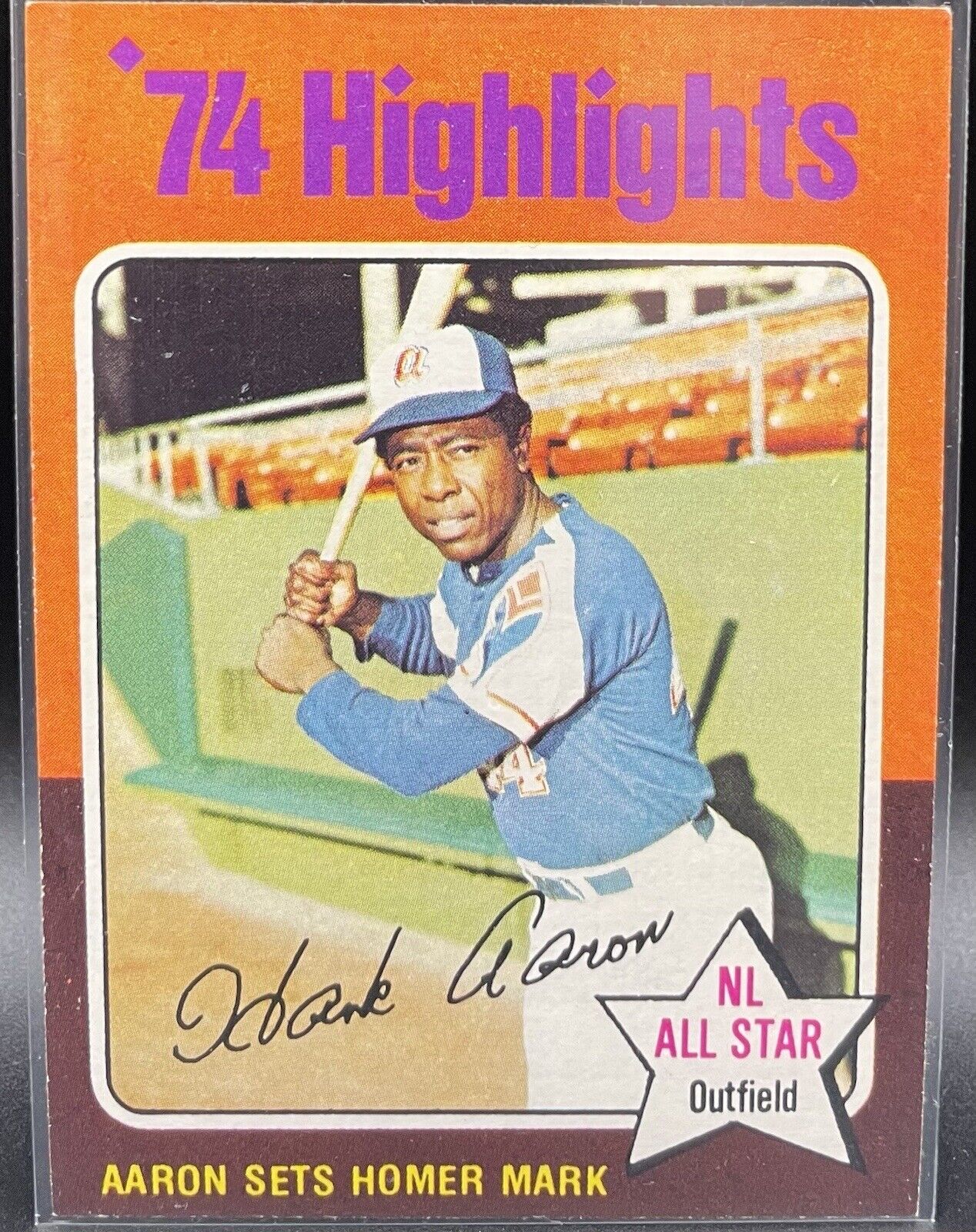 Hank Aaron 1975 Topps #1 1974 Highlights Aaron Says Home Run Marc HOF 