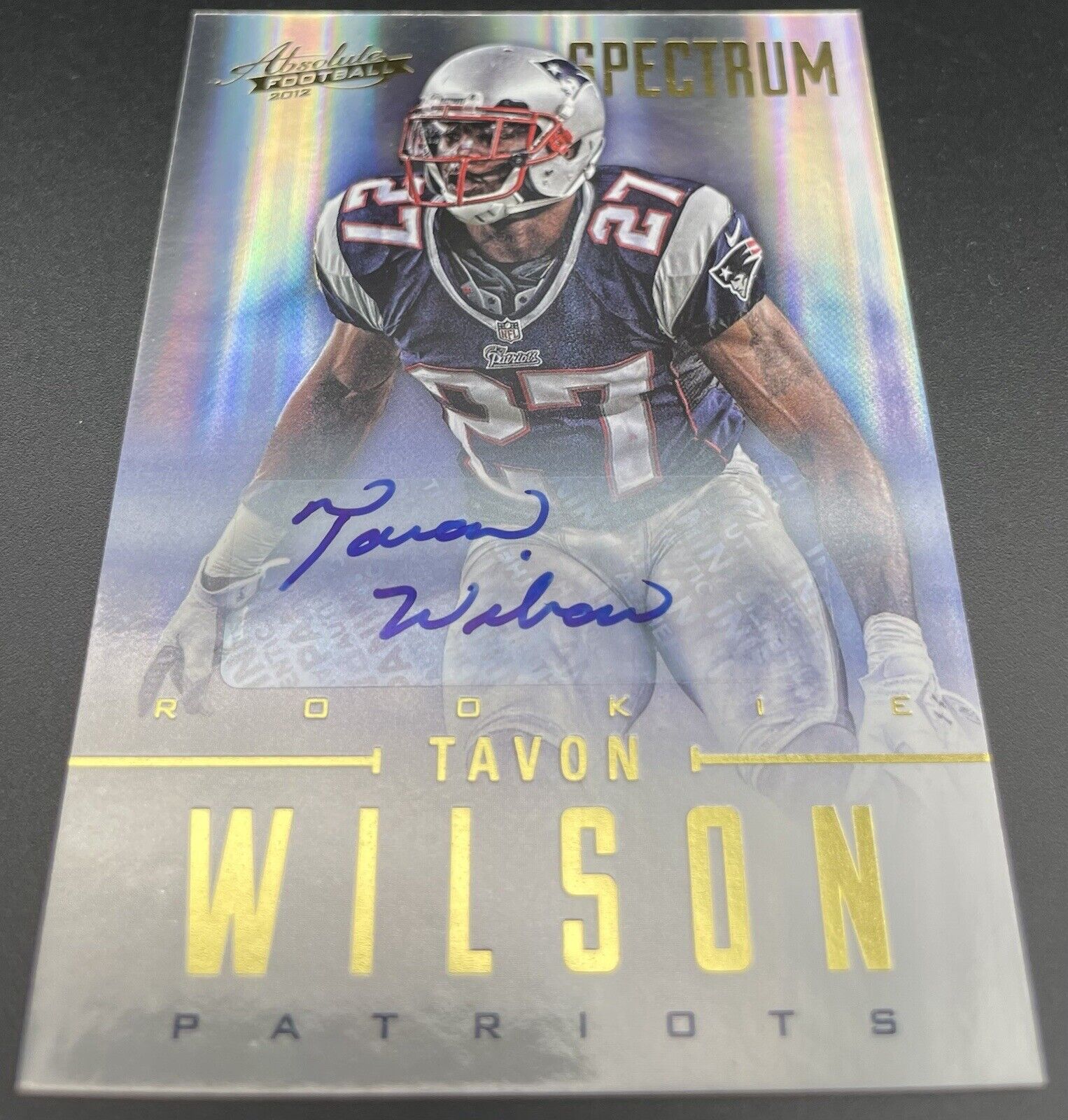 Tavon Wilson 2012 Panini absolute #186 RC / Auto / 299 Spectrum New England...