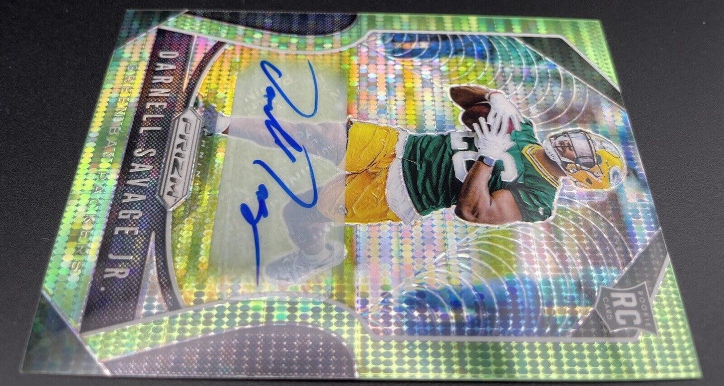 Darnell Savage Jr 2019 Panini Prizm Green #383 RC, Auto Green Bay Packers