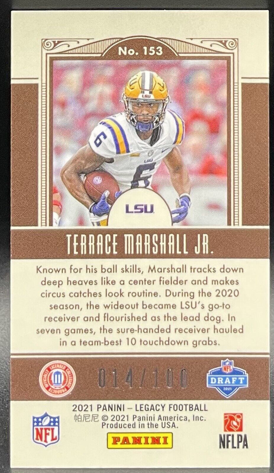 Terrace Marshall Jr 2021 Panini Legacy #153 RC 14/100 Carolina Panthers