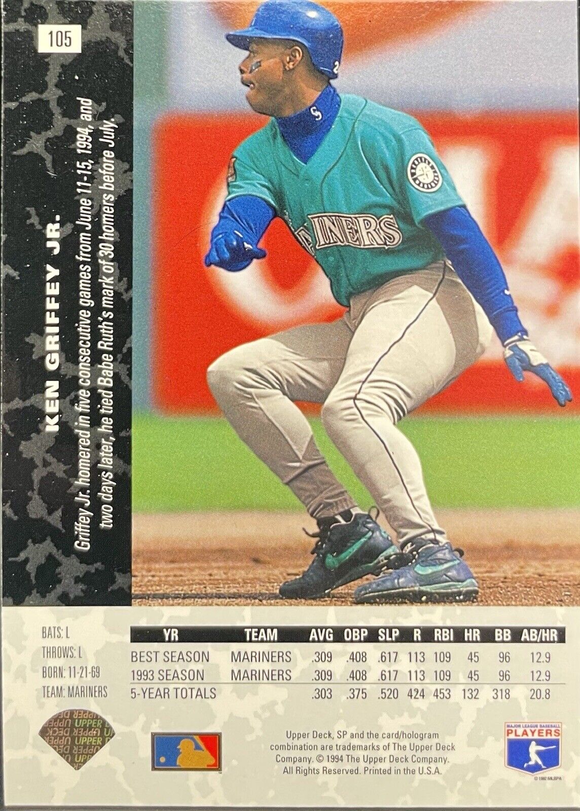 1994 Upper Deck SP - Die-Cut #105 Seattle Mariners