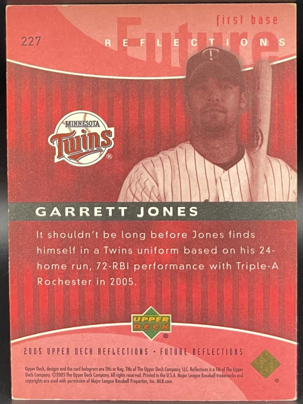 2005 Upper Deck Reflections - Future Reflections Red #227 Garrett Jones /99 (RC)