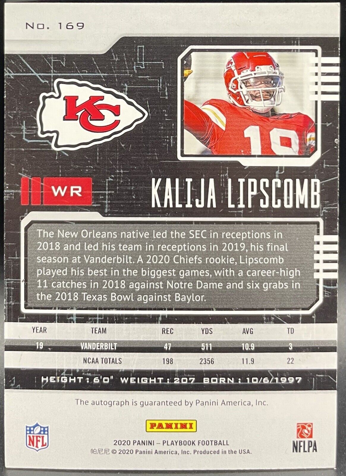 2020 Panini Playbook - Rookies Signatures #169 Kalija Lipscomb (AU, RC)