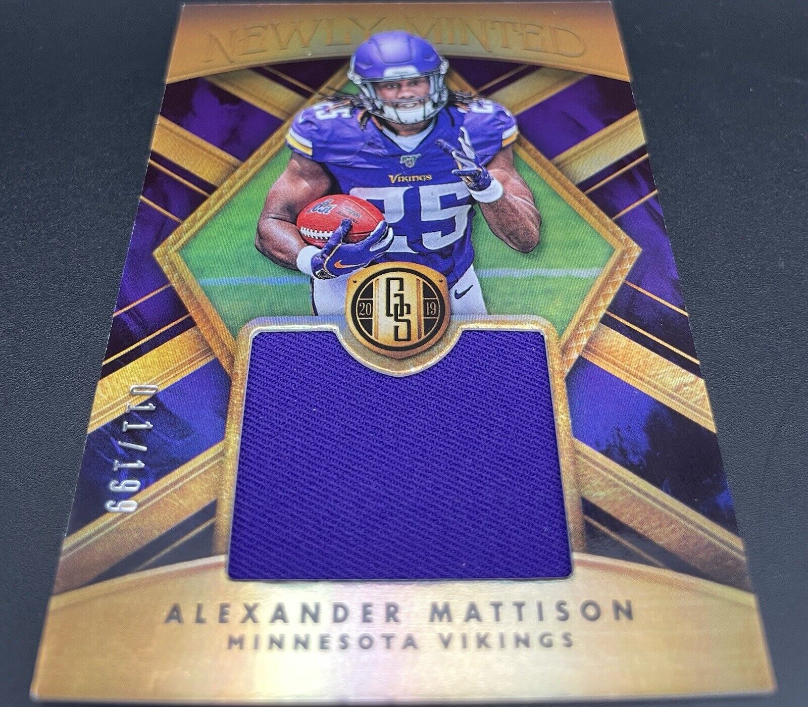 Alexander Mattison 2019 Panini Gold Standard #NMM-32 Patch, 011/199 Minnesota...