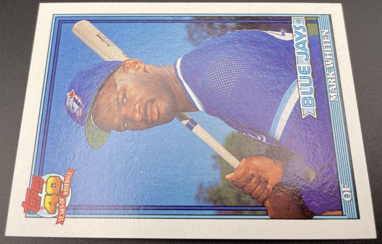 Mark Whiten 1991 Topps #588 ERROR Hand Toronto Blue Jays