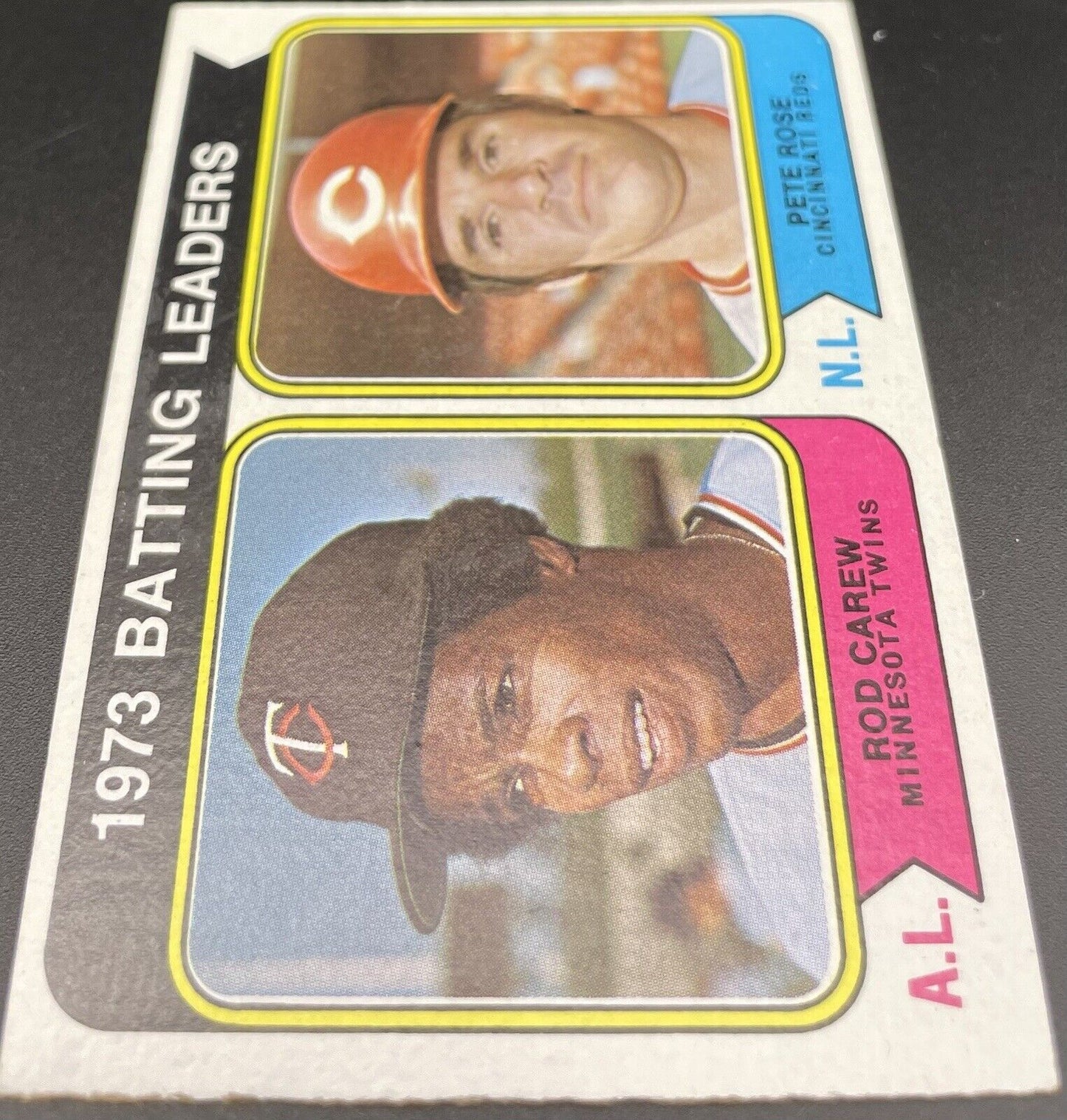 Rod Carew, Pete Rose 1974 Topps #201 Batting Leaders HOF Twins/Reds 