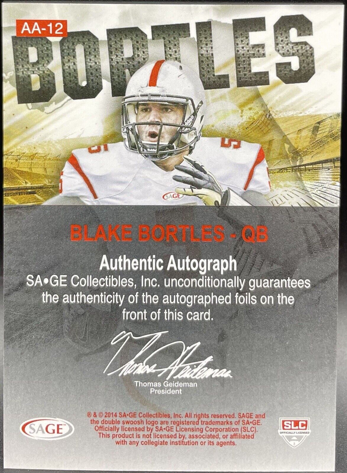 Blake Bortles  2014 Sage #AA-12 Autograph Jacksonville Jaguars /100