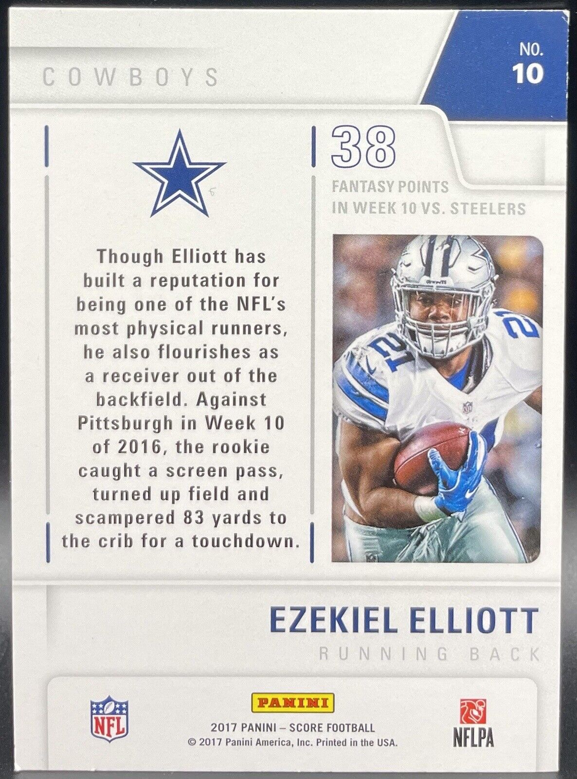 Ezekiel Elliott 2017 Panini Score #10 Fantasy Stars Dallas Cowboys RC