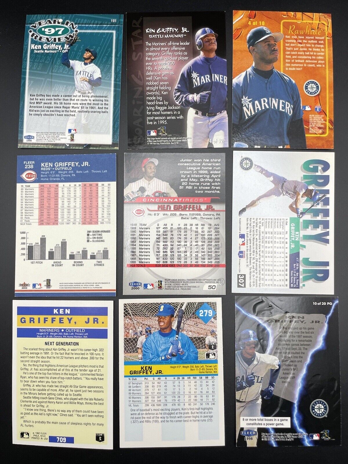 Ken Griffey JR 1992-2002 HOF Fleer Baseball Seattle Mariners, Cinci Reds Classic