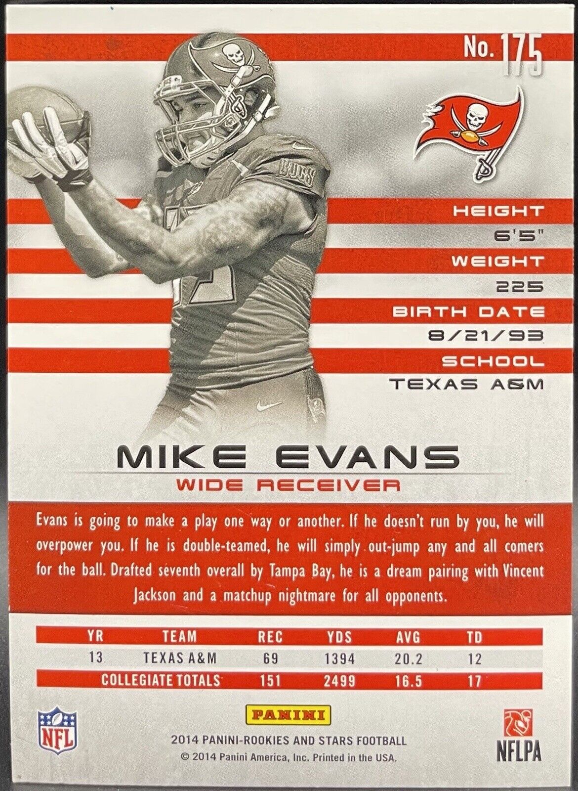 2014 Panini Rookies & Stars - RC logo on right side #175 Mike Evans (RC)