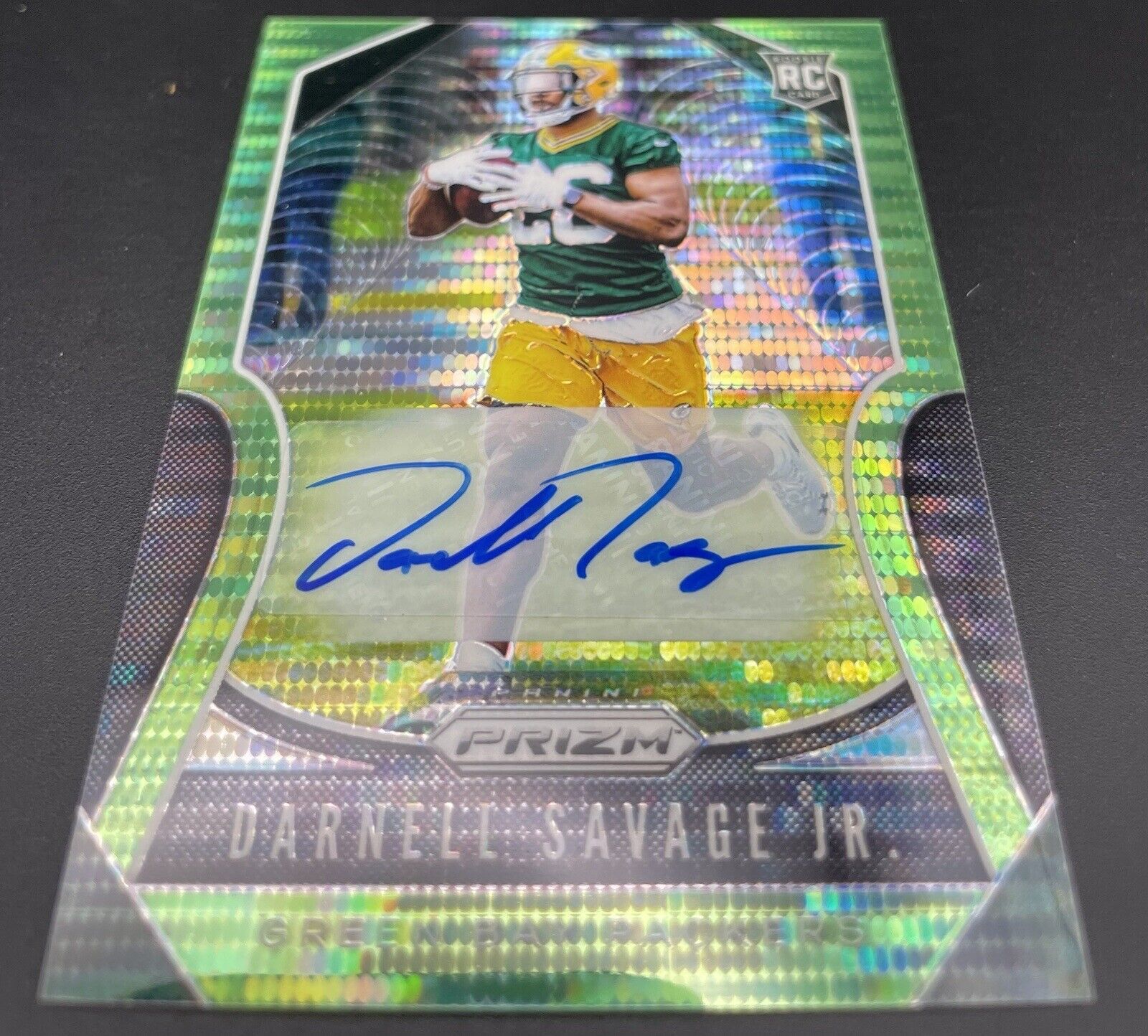 Darnell Savage Jr 2019 Panini Prizm Green #383 RC, Auto Green Bay Packers