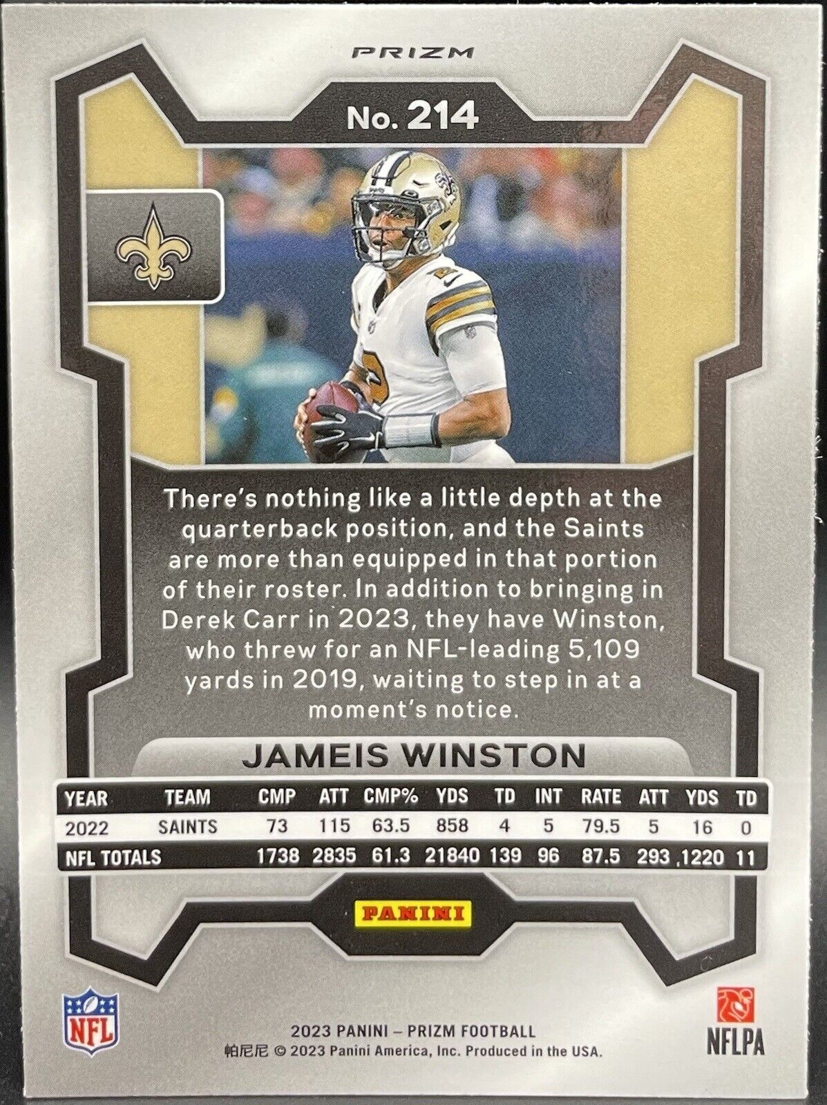 Jameis Winston  2023 Panini Prizm  #214 Green New Orleans Saints