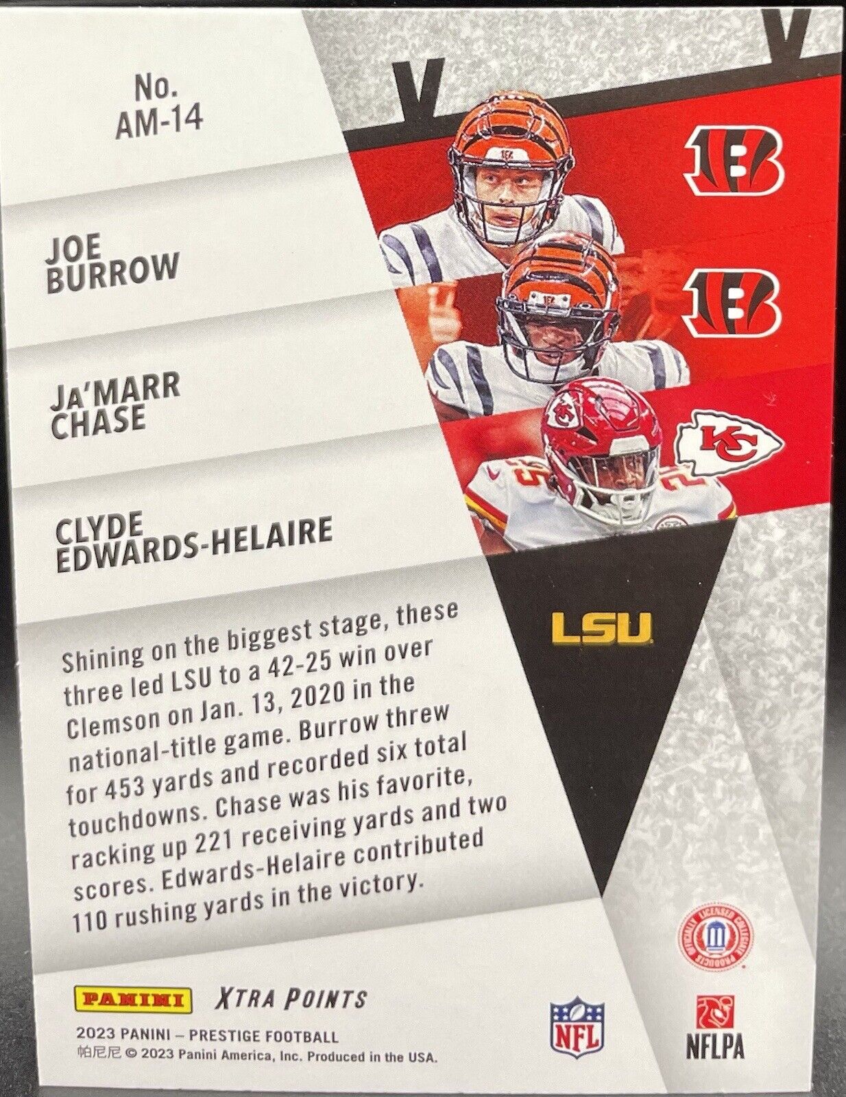 2023 Panini Prestige - Alma Maters #AM-14 Joe Burrow, Clyde Edwards-Helaire,...