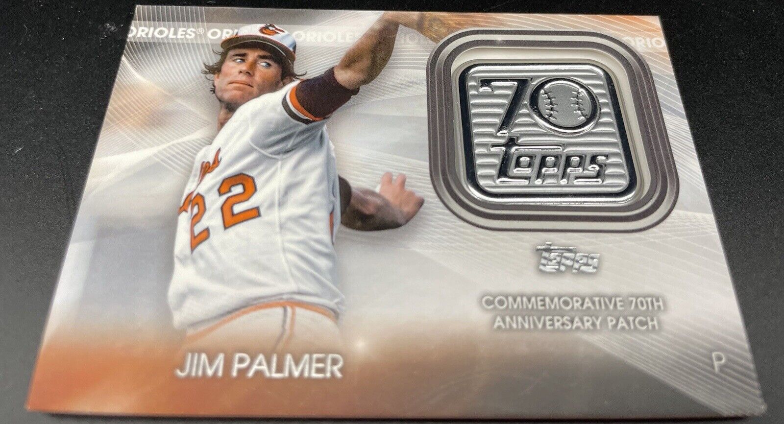 Jim Palmer 2021 Topps 70th Anniversary Logo Patch Card #T70P-JP