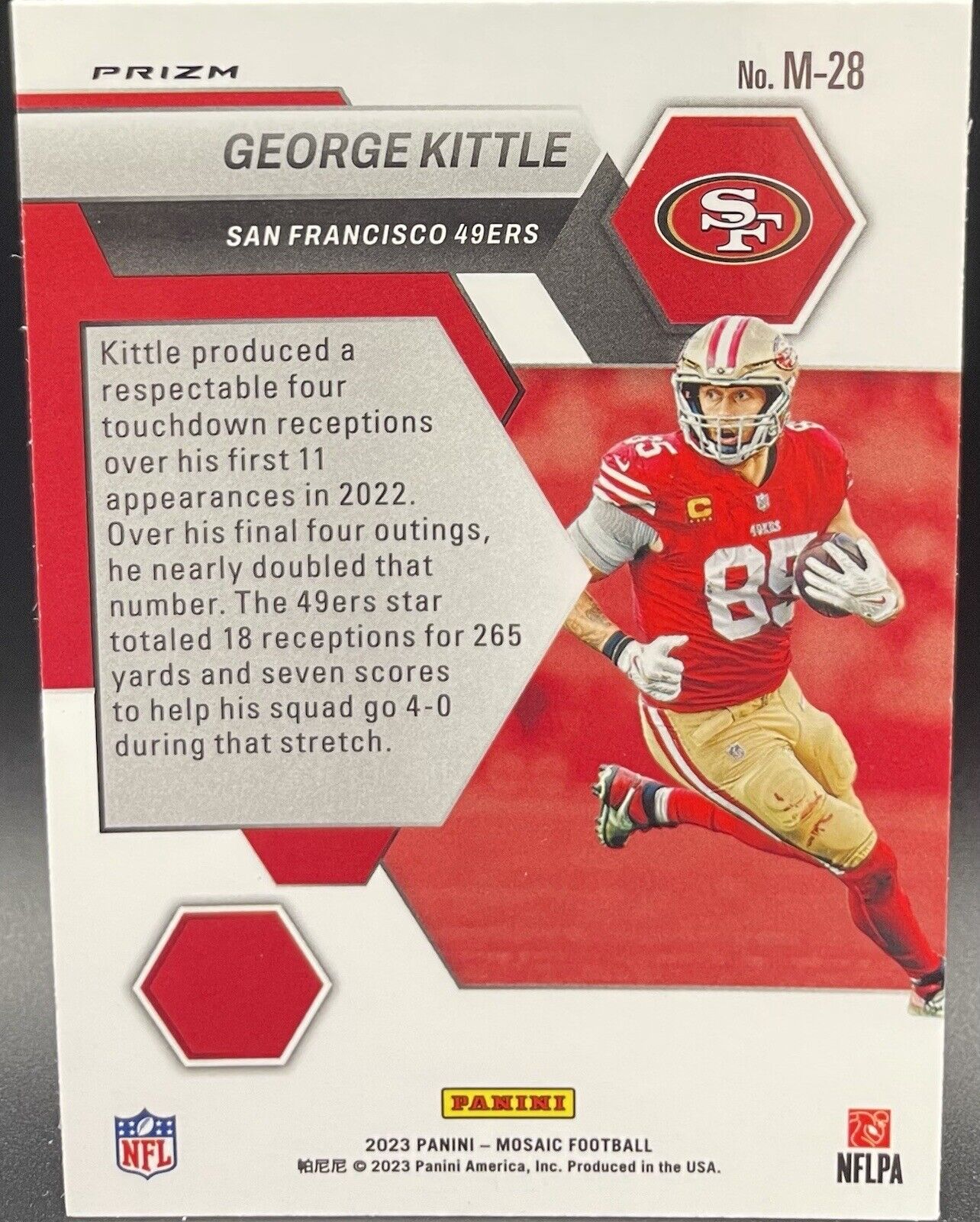 George Kittle 2023 Panini Mosaic Disco Prizm #M-28 San Francisco 49ers