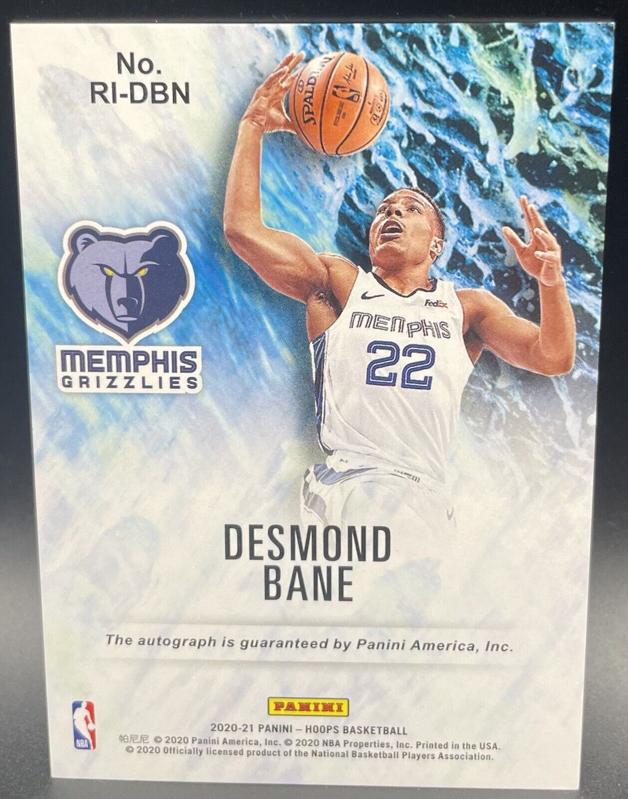 2020 Panini Hoops DESMOND BANE #RI-DBM Auto Rookie Card  Memphis Grizzlies 🏀