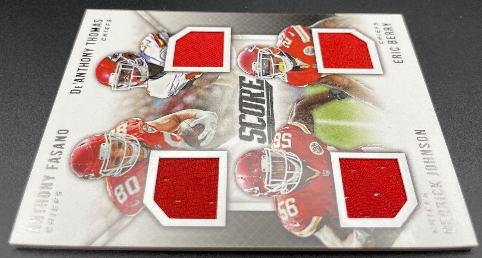 Anthony Fasano, De’Anthony Thomas 2015 Panini Score #QJ-KC Quad Patch Kansas...