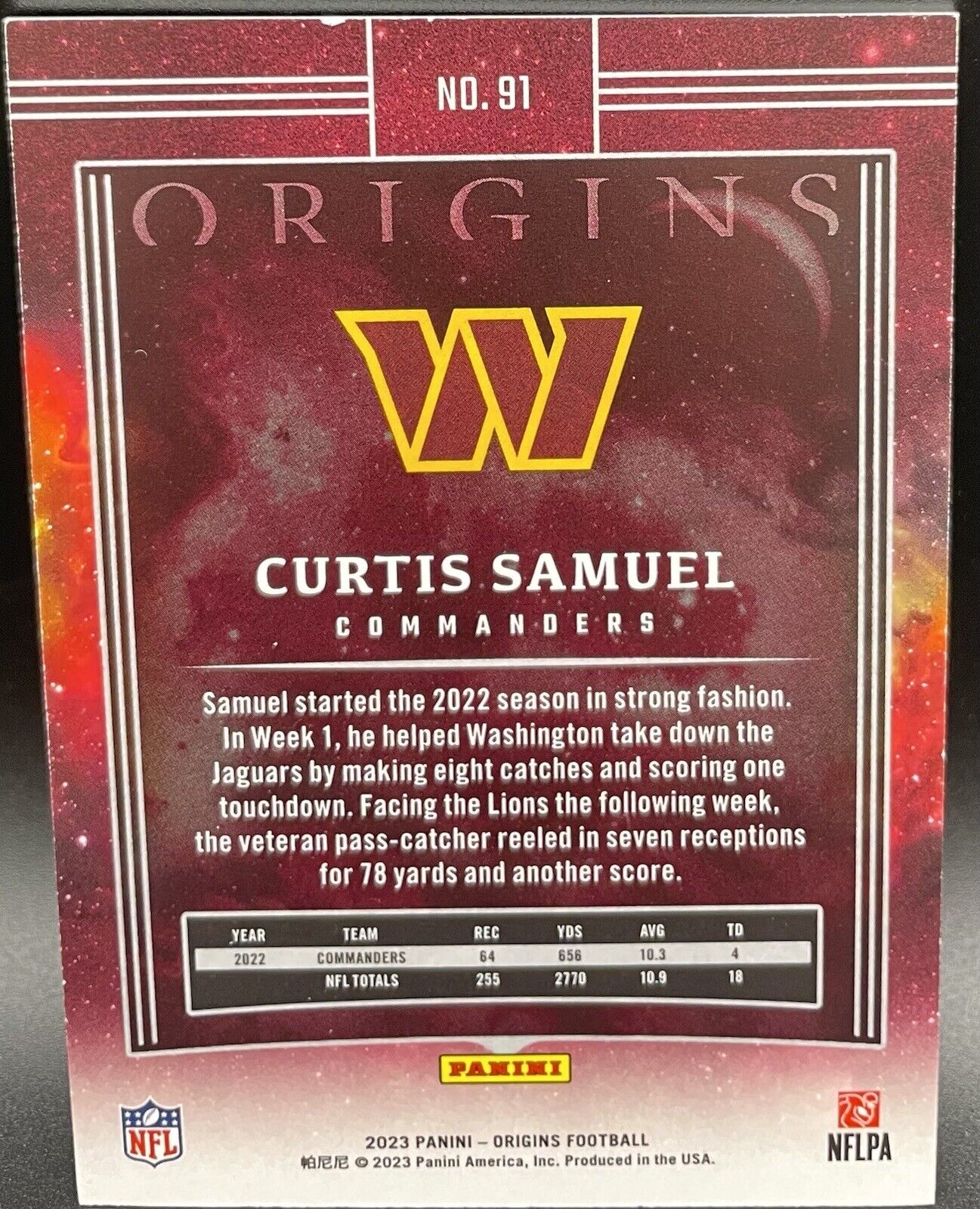 Curtis Samuel 2023 Panini Origins #81 /149 Washington Commanders