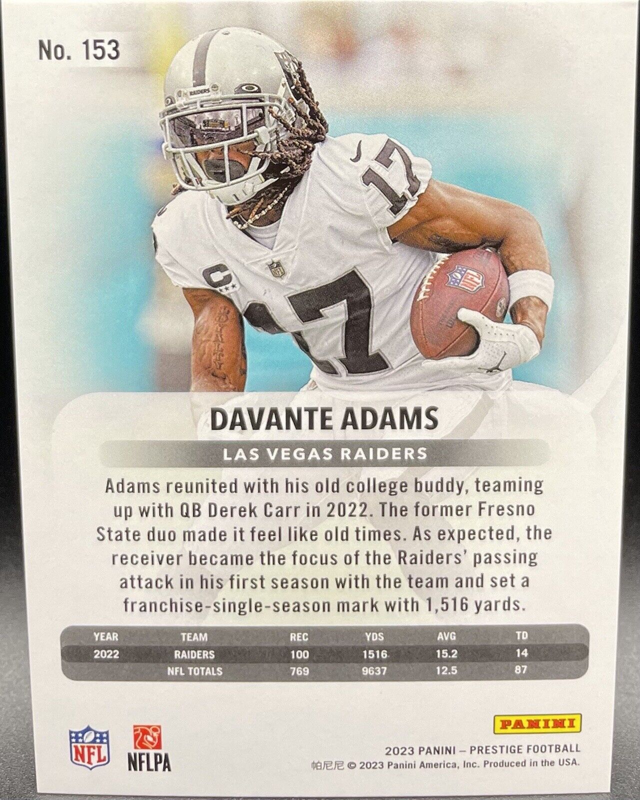 Davante Adams Prestige Xtra Points Green  /199 2023 #153 Las Vegas Raiders!🔥