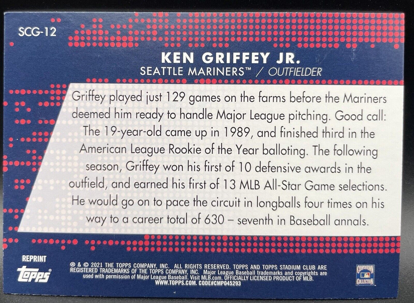 Ken Griffey Jr. 1994-2021 Topps Baseball Cards Seattle Mariners HOF The Goat