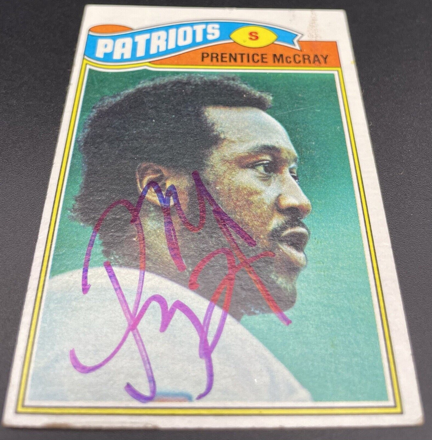 Prentice McCray 1977 Topps #272 Blue Ink Autograph New England Patriots