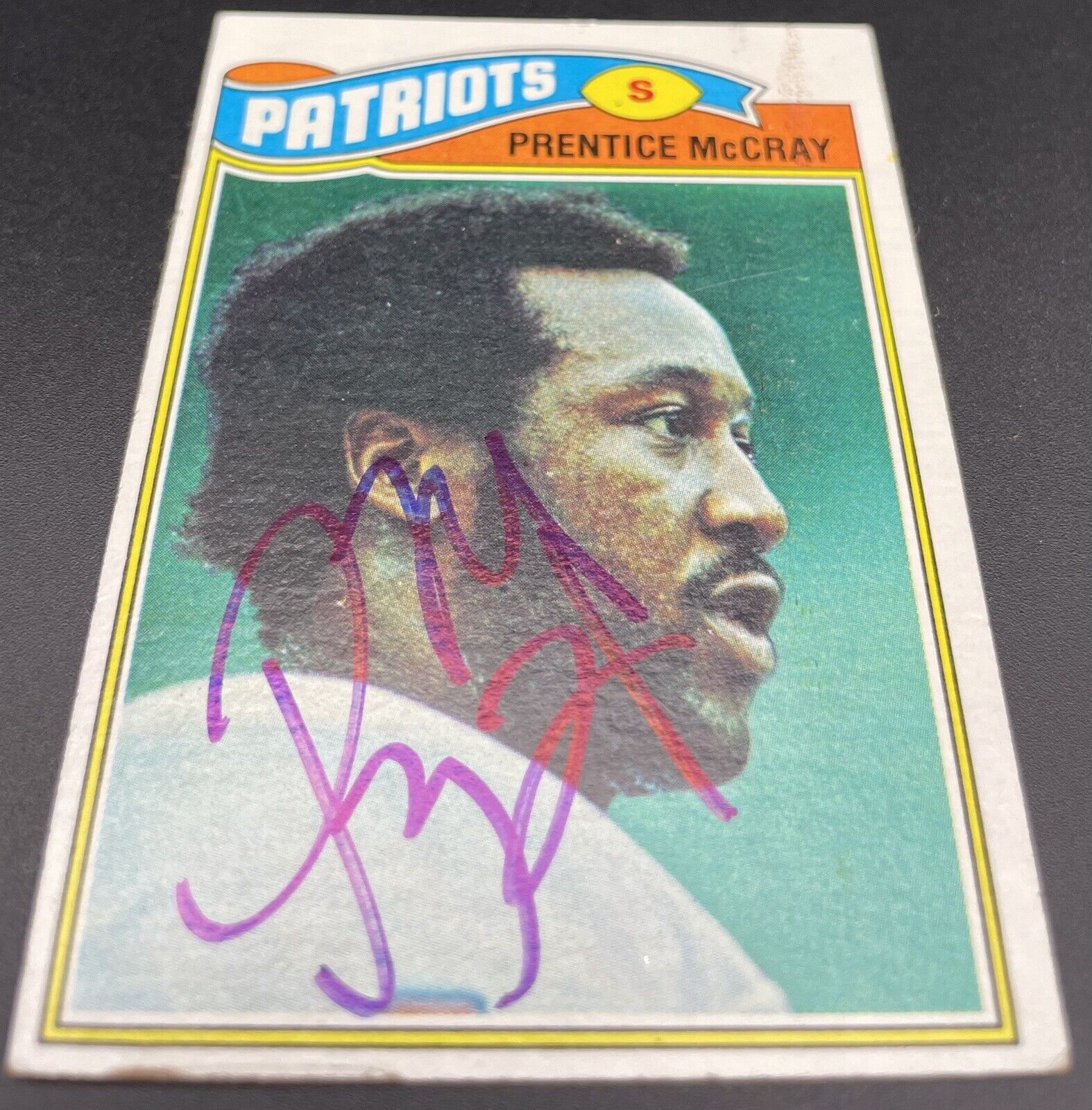 Prentice McCray 1977 Topps #272 Blue Ink Autograph New England Patriots