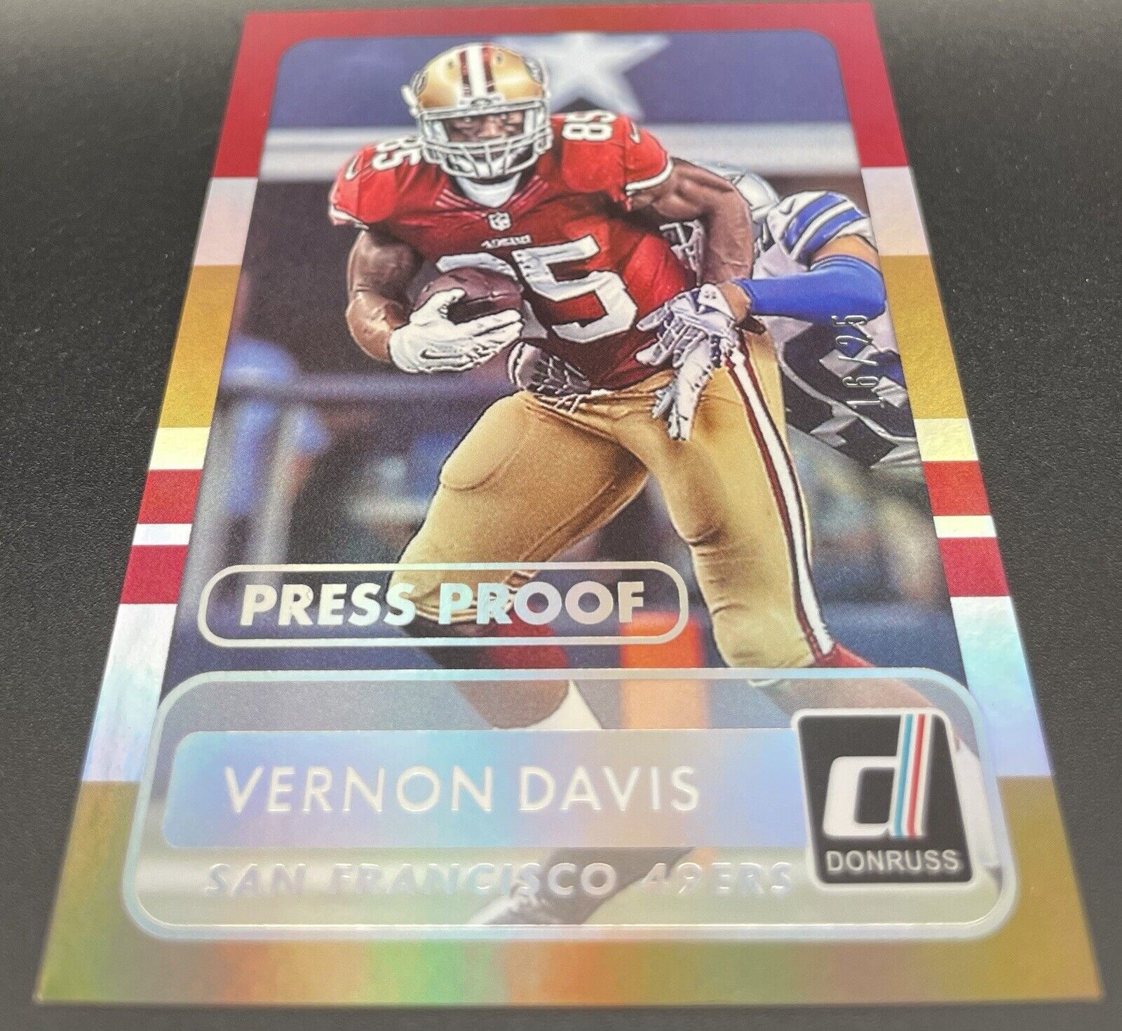 Vernon Davis 2015 Panini Donruss #97 Rookie,  /25 San Francisco 49Ers 