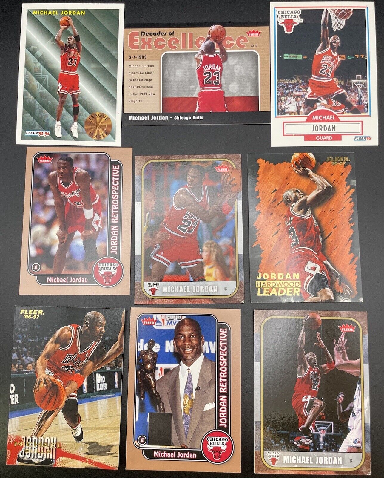 Michael Jordan 1990 - 2008 Fleer The Goat, Chicago Bulls HOF 9 Cards