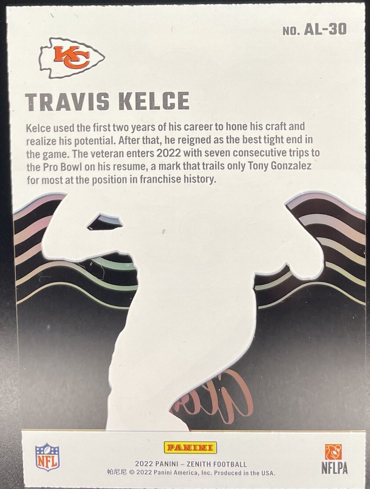 Travis Kelce 2022 Panini Zenith #AL-30 Aloha Kansas City Chiefs 