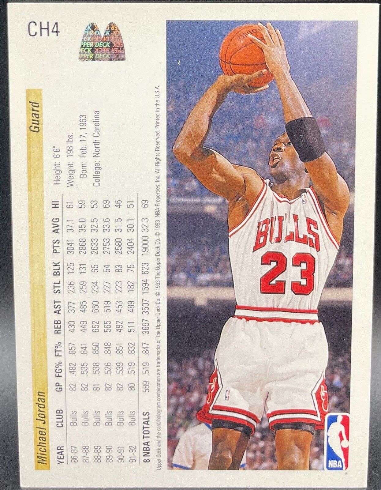 Michael Jordan 1993 Upper Deck #CH4 Chicago Bulls The Goat