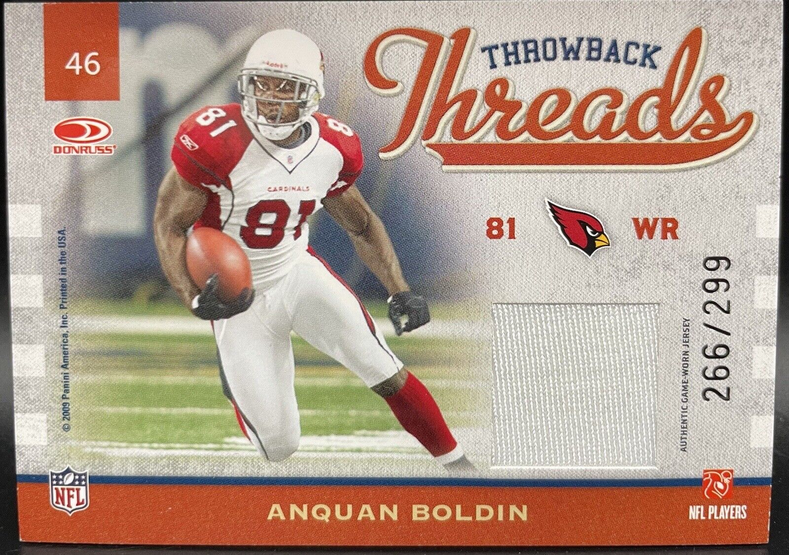 Anquan Bolden  2009 Panini #46 RC, Dual Patch /299 St. Louis Cardinals ￼￼