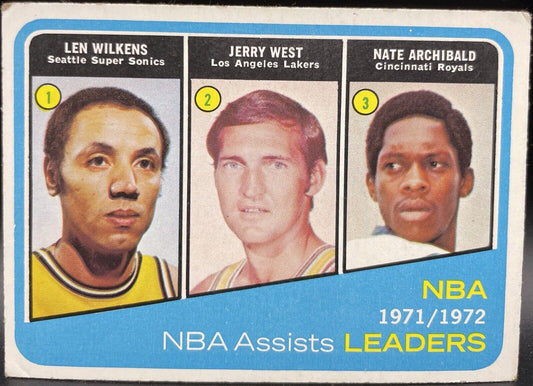 1972 Topps  #176 NBA Assists Leaders Lenny Wilkens Jerry West Nate Archibald B65