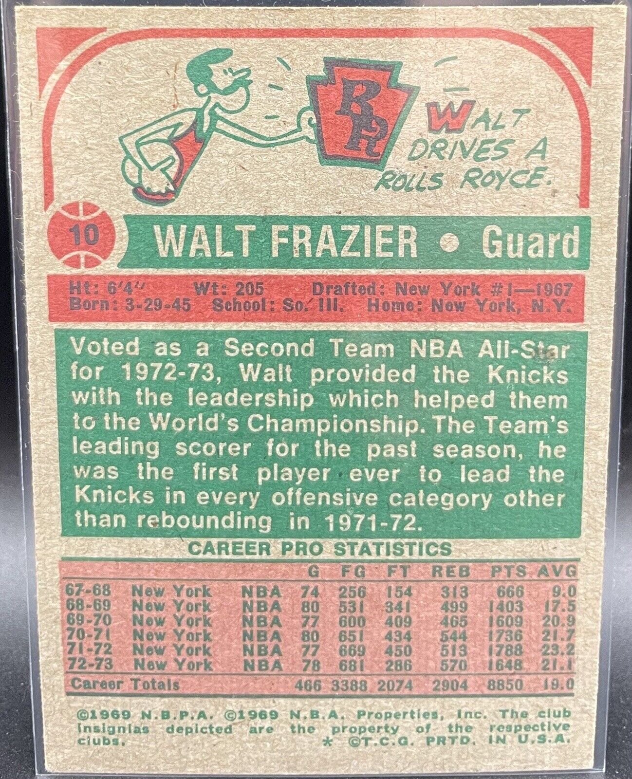 Walt Frazier 1974 Topps #10 All-Star  New York Knicks HOF