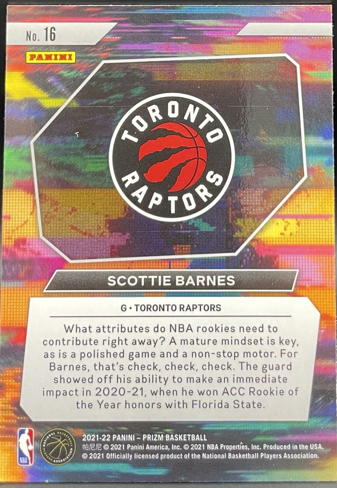 2021-22 Panini Prizm - Instant Impact #16 Scottie Barnes, Scottie Barnes (RC)